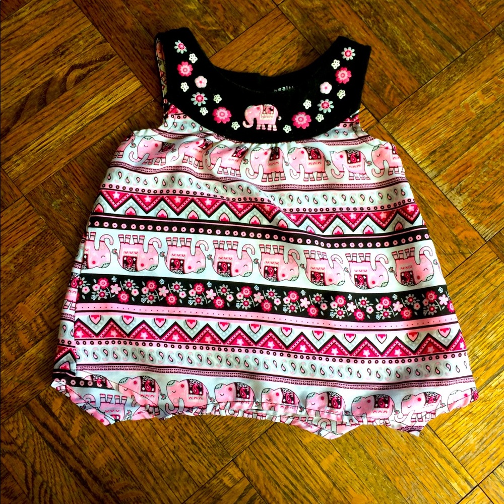 Toddler girls pink elephant chiffon tank top